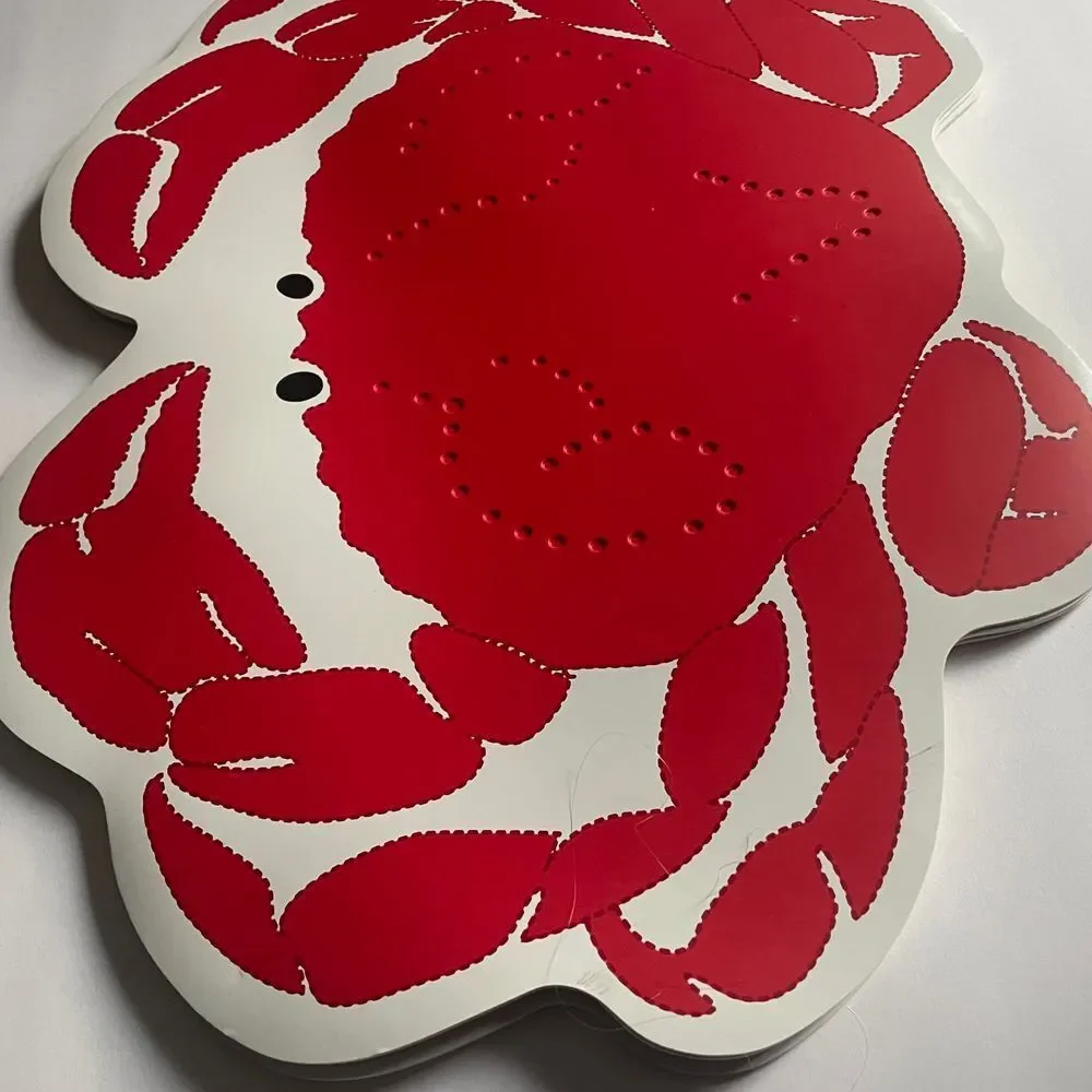 Crab shaped vinyl foam backed placemats sea critter ocean seafood red set of 4‎